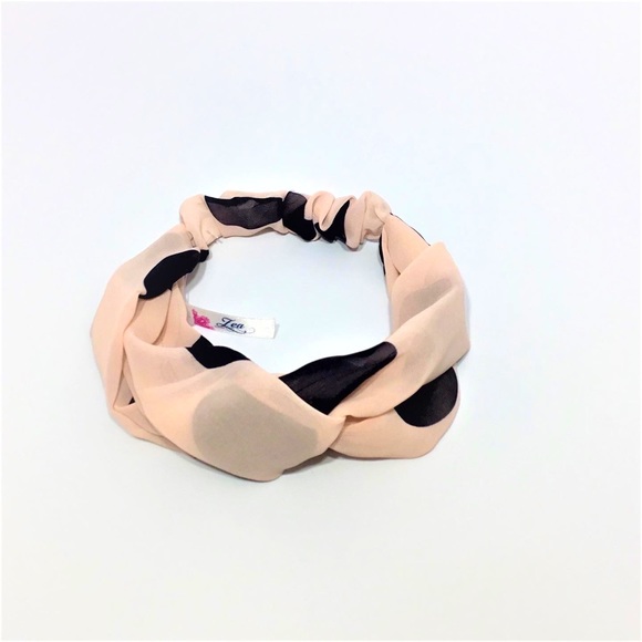 Headband turban coral pink polka dot with elastic - Picture 1 of 1